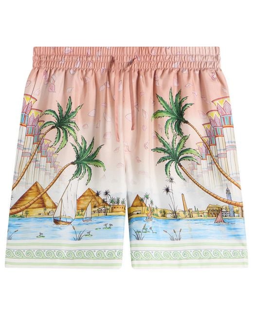 Casablanca Pink Ethereal Silk Shorts for men