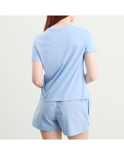 Calvin Klein Blue Cotton Poplin Pyjama Set