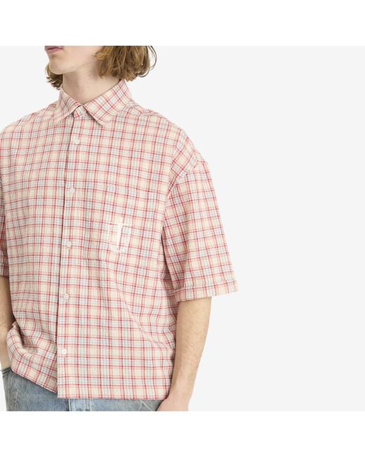 NAHMIAS Brown Plaid Summerlandum Cropped Short Sleeve Shirt for men