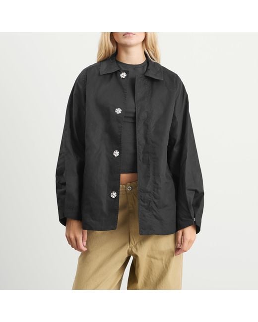 Baserange Black Even Waxed Cotton Jacket