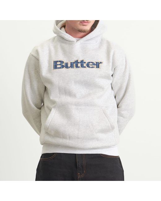 Butter Goods White Plaid Logo Applique Hoodie for men