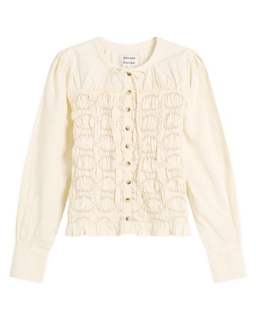 Damson Madder Natural Elliana Smocked Cardigan