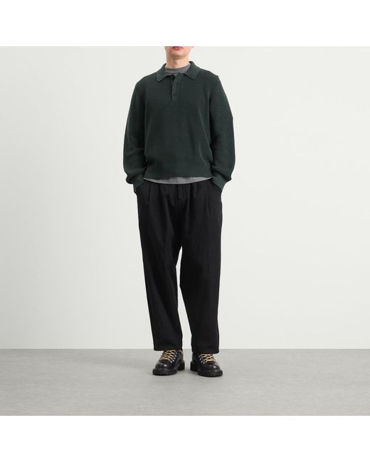 Corridor NYC Green Long Sleeve Slouchy Polo Shirt for men