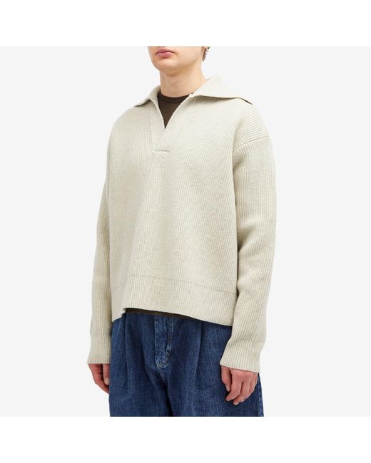 Studio Nicholson White Nash Rib Polo Knit for men