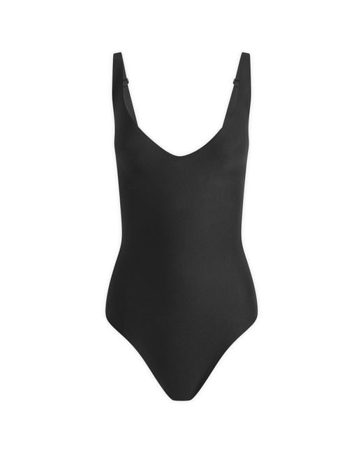 Skims Black Body Core Sculpt Plunge Thong Bodysuit