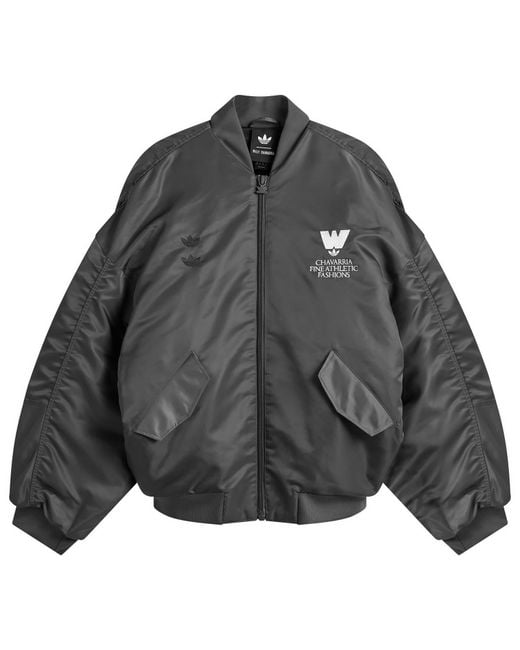 Adidas Black X Willy Chavarria Satin Bomber Jacket for men