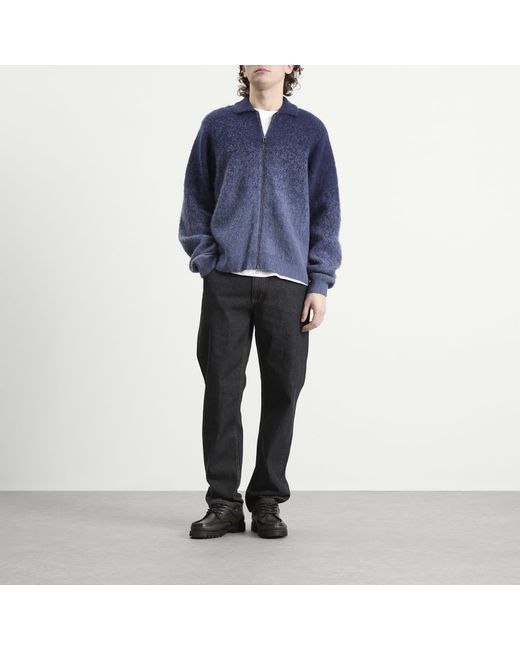 Dime Blue Mohair Double Zip Knit for men