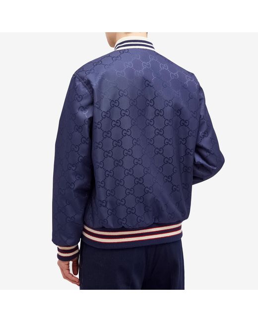 Gucci Blue Interlocking Logo Bomber Jacket for men