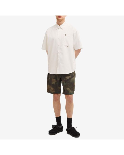 Wild Things White Embroidered Short Sleeve Shirt for men