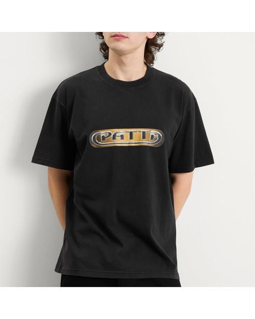 PATTA Black Gilded Acid Washed T-Shirt for men