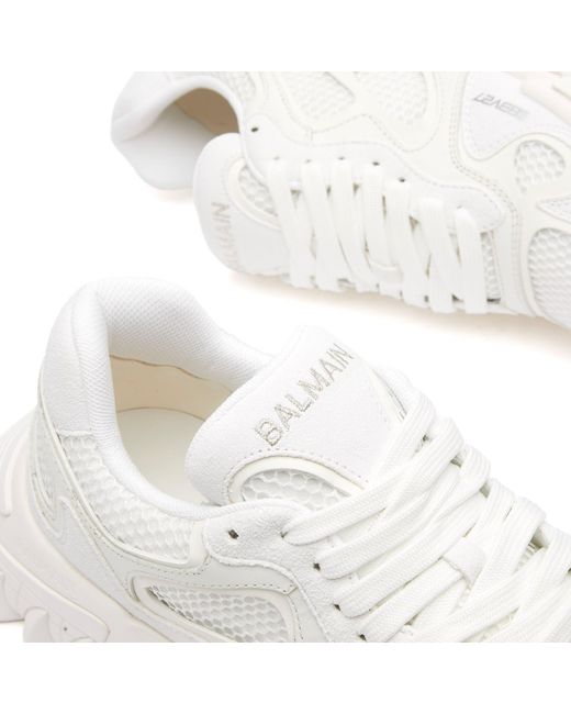 Balmain White B-East Suede Sneakers