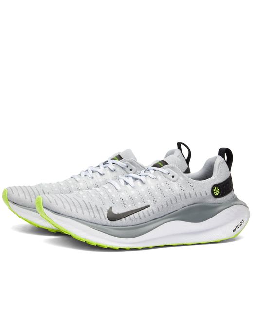 Nike White React Infinity Run Flyknit 4 Wolf for men