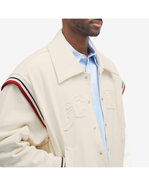 Gcds White Jersey Logo Bomber Jacket for men