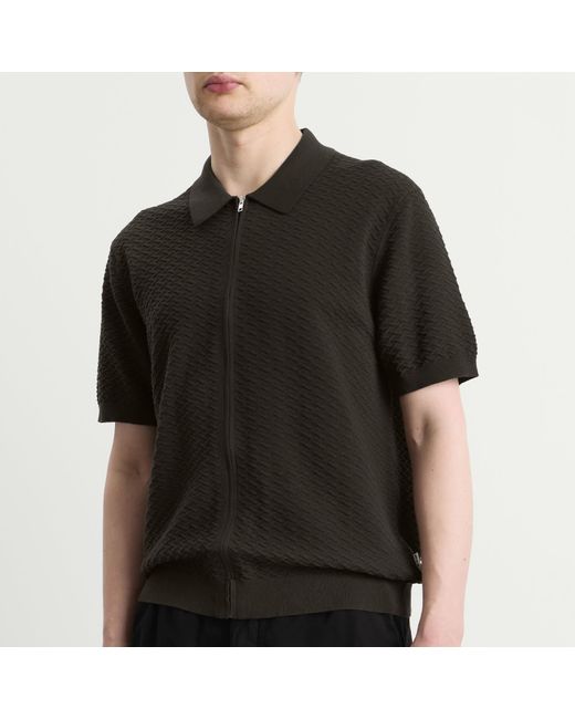 NN07 Black Gustav Full Zip Polo for men