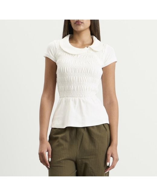Peachy Den White Ferdinand Polo Top