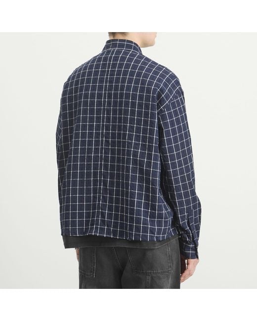 Won Hundred Blue Maza Check Shirt for men