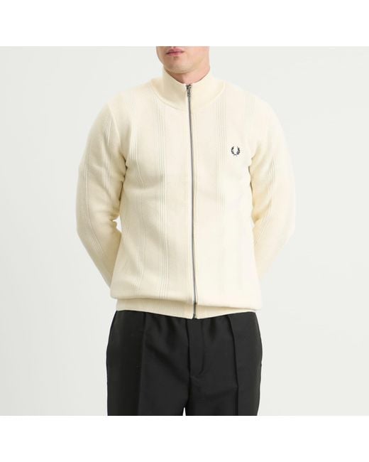 Fred Perry Natural Textured Zip Through Cardigan for men