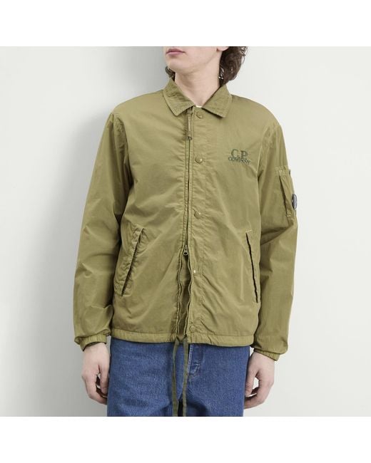 C P Company Green Chrome-R Zipped Lens Logo Overshirt for men