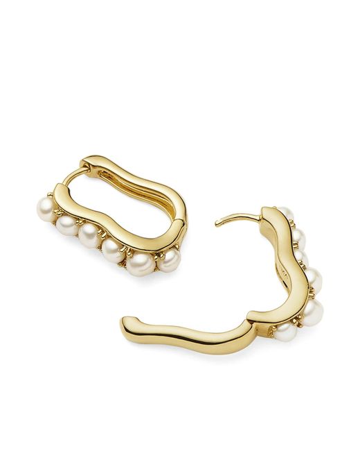 Missoma Metallic Pearl Wave Hoop Earrings