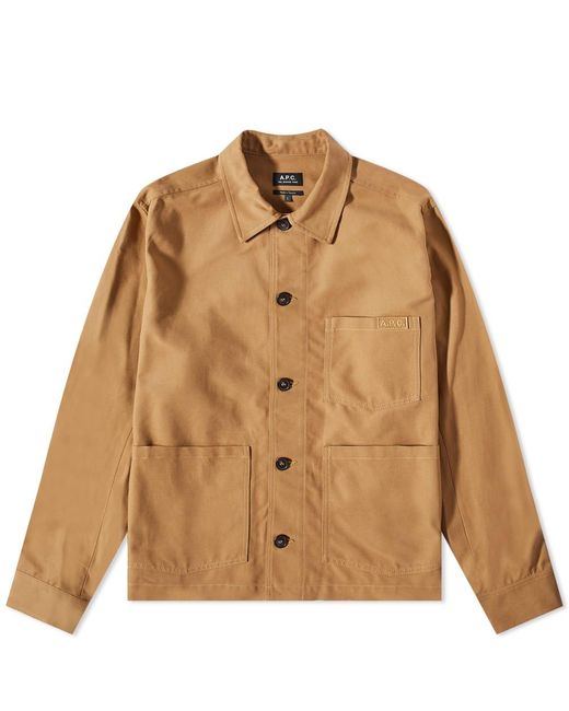 A.P.C. Chico Logo Chore Jacket in Brown for Men | Lyst