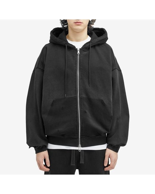 Cole Buxton Black Distressed Removed Pocket Zip Hoodie for men