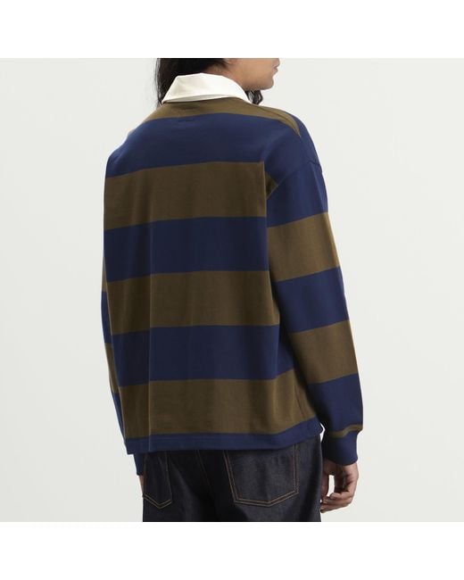 A.P.C. Blue Isaac Block Stripe Rugby Shirt for men