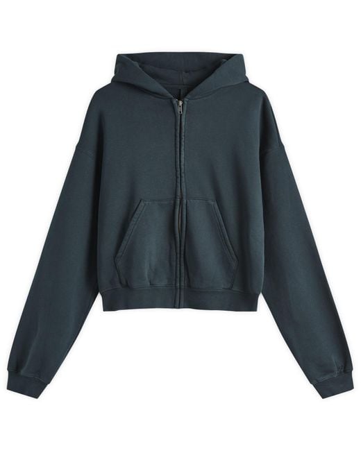 Skims Blue Lofty Garment Dye Fleece Zip-Up Hoodie