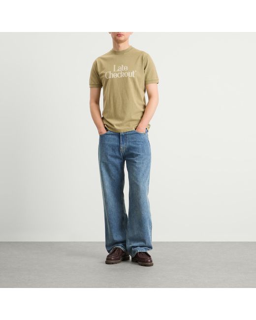 Late Checkout Yellow Logo Vintage Ringer T-Shirt for men