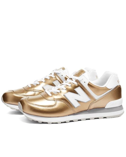New Balance Leather Wl574lc2 Sneakers in Gold (Metallic) Lyst UK