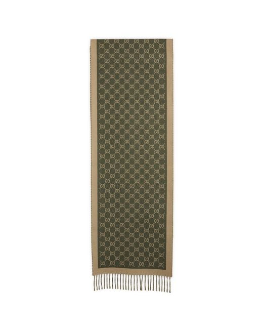 Gucci Green Allover Gg Scarf for men