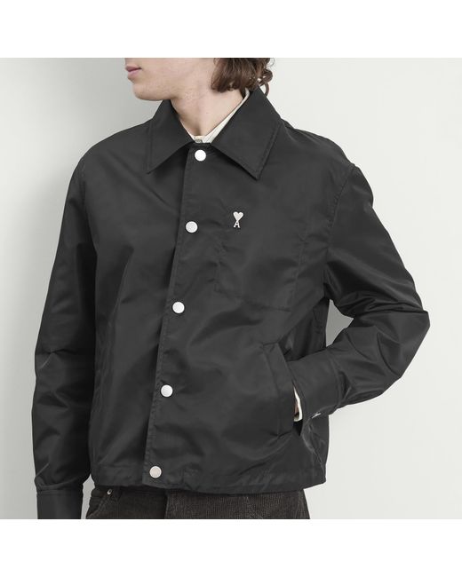 AMI Black Denim Jacket With Ami De Coeur Stud for men