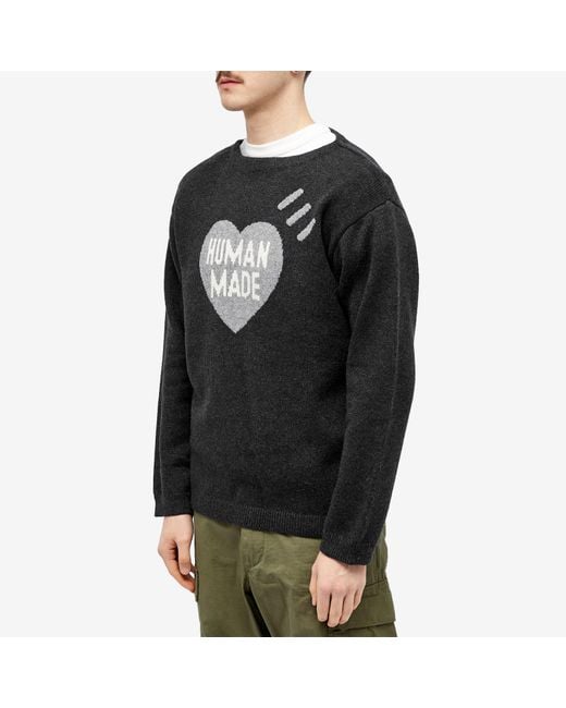 Human Made Gray Heart Knit Sweater for men