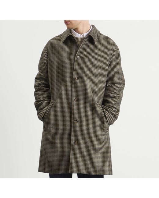 A.P.C. Green Paul Houndstooth Wool Mac for men