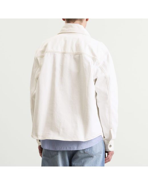 AMI White Ami De Coeur Light Denim Overshirt for men