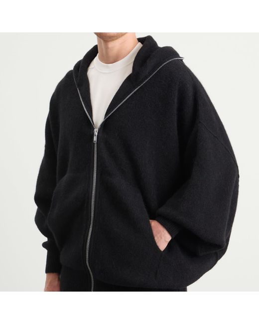Rick Owens Black Alpaca Gimp Hoodie for men