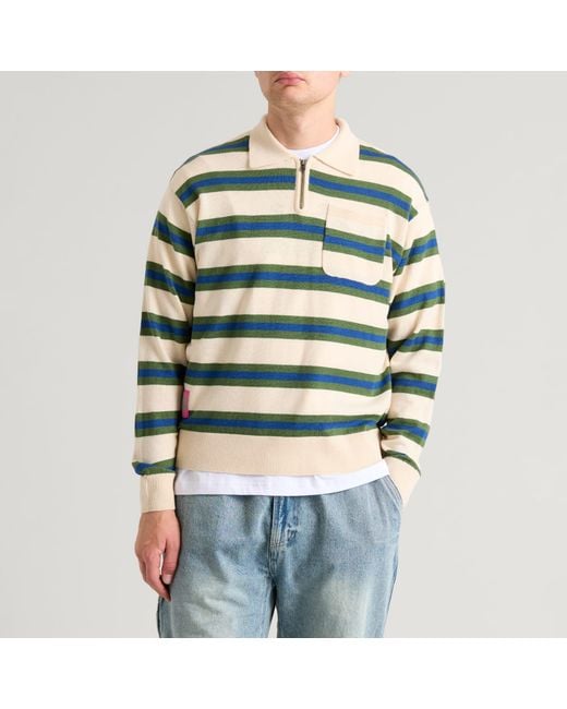 Ecstatic Research Green Border Polo Knit for men
