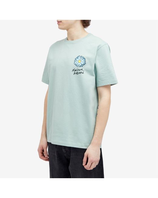 Maison Kitsuné Blue Floating Flower Comfort T-Shirt for men