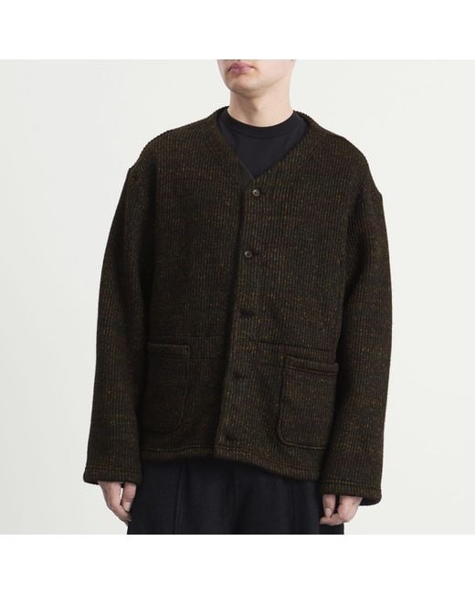 Engineered Garments Black Nep Knit Cardigan for men