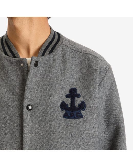 A.P.C. Gray Micka Varsity Jacket for men