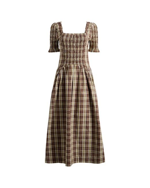 Damson Madder Natural Emmy Shirred Midi Dress