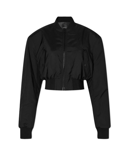 Wardrobe NYC Black Tailored Crop Bomber Jacket