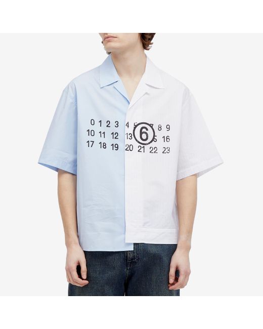 Maison Margiela Blue Logo Hybrid Short Sleeve Shirt for men
