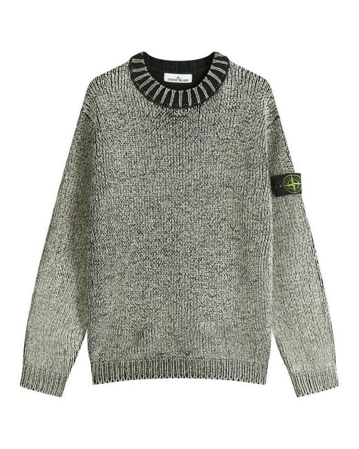 Stone Island Gray Hand Printed Crew Neck Jumper for men