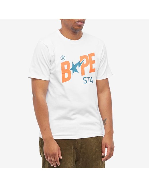 A Bathing Ape White Colours Bape Sta Logo T-Shirt for men