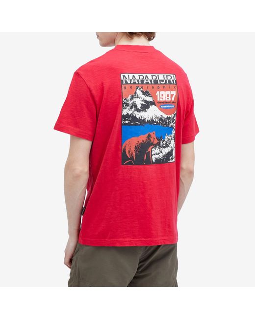 Napapijri Red Martre Graphic T-Shirt for men