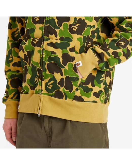 A Bathing Ape Green Abc Camo Crystal Stone Shark Full Zip Hoodie for men