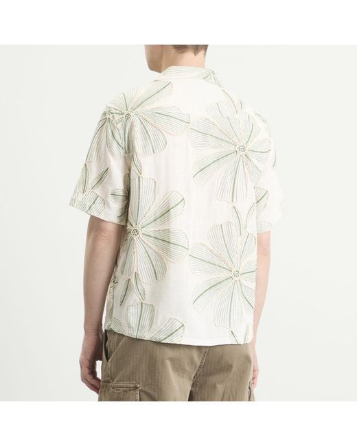 Corridor NYC Natural Linen Applique Short Sleeve Shirt for men