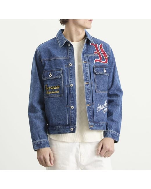 ICECREAM Blue Mascot Denim Trucker Jacket for men