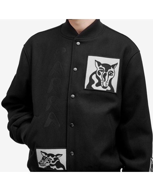 by Parra Black Dog Faced Varsity Jacket for men
