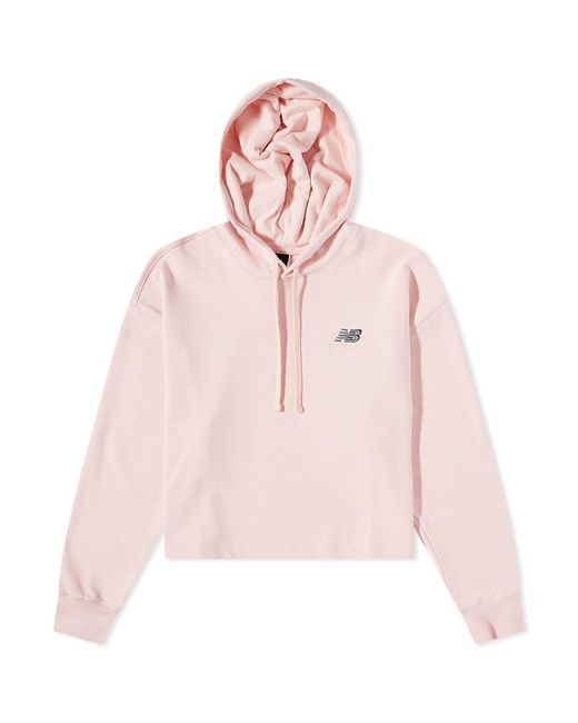 New Balance Cotton Uni-ssentials Crop Hoody in Pink for Men - Lyst